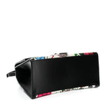 X GUCCI Canvas Boarded Plutone Calfskin Flora Logo Print Small Hourglass Top Handle Bag White Multicolor Black