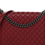 Caviar Quilted Large Boy Flap Dark Red