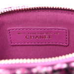 Tweed Quilted Mini Clutch With Chain Purple