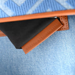 Denim Vitello King FF Embroidered Baguette Denim Chiaro Brandy
