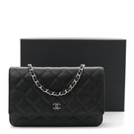 Caviar Quilted Wallet on Chain WOC Black