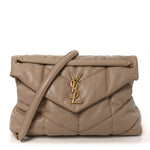 Lambskin Quilted Small Loulou Puffer Monogram Chain Satchel Dark Beige