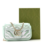 Iridescent Nappa Chevron Matelasse Super Mini GG Marmont Shoulder Bag Green Iridescent