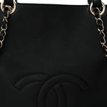 Calfskin CC Zipped Shopping Tote Black