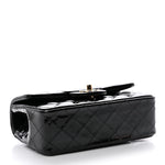 Patent Quilted Mini Top Handle Rectangular Flap Black