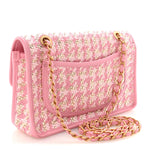 Metallic Lambskin Viscose Woven Flap Pink Gold