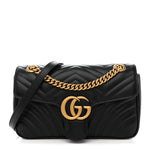 Calfskin Matelasse Small GG Marmont Shoulder Bag Black