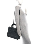 Ultra Matte Calfskin Cannage Large Lady Dior Black