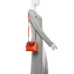 Textured Dollar Calfskin Mini Diana Dome Tote Bag Deep Orange Spicy Cyclamin
