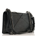 Metallic Patent Micro-Cannage Medium Diorama Flap Bag Onyx Black