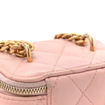 Lambskin Quilted Mini Sweet Camellia Vanity Case With Chain Pink