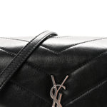 Calfskin Y Quilted Monogram Toy Loulou Crossbody Bag Black