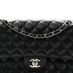 Caviar Quilted Medium Double Flap Black