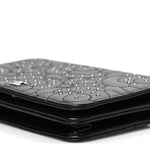 Lambskin Camellia Studded Wallet on Chain WOC Black