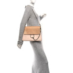 Calfskin Suede Medium Faye Shoulder Bag  Cement Pink