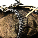 Metallic Shaggy Deer Fringe Falabella Bucket Bag Gold Black