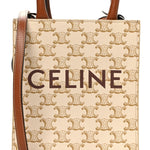 Triomphe Canvas Calfskin Mini Vertical Cabas White