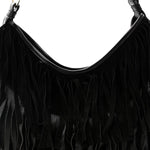 Suede Calfskin Fringe Buffalo Horn Mombasa Hobo Black