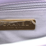 Iridescent Calfskin Quilted Medium Chanel 19 Flap Light Purple Blue