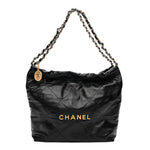 Shiny Calfskin Quilted Small Chanel 22 Black