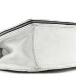 Metallic Grained Calfskin Diorama Wallet on Chain Pouch Silver