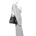 Shiny Alligator Kelly Sellier 32 Black