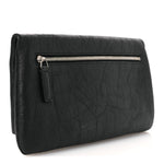 Calfskin Crocodile Embossed West Hollywood Monogram Fold Over Clutch Black