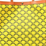 Triomphe Canvas Calfskin Medium Flat Shopper Tote Yellow Navy