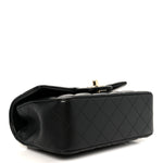 Lambskin Quilted Mini Top Handle Rectangular Flap Black