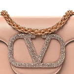 Calfskin Crystal Vlogo Small Loco Shoulder Bag Rose Cannelle