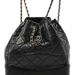 Aged Calfskin Quilted Small Gabrielle Backpack Black