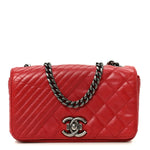 Glazed Calfskin Quilted Small Coco Boy Flap Red