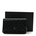 Caviar Quilted Wallet on Chain WOC Black