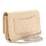 Caviar Quilted Wallet on Chain WOC Beige