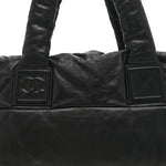 Lambskin Quilted Medium Coco Cocoon Reversible Tote Black