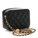 Lambskin Quilted CC Pearl Crush Camera Case Black
