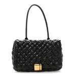 Calfskin Intreccio Rumple Desiree Shoulder Bag Black