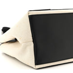 Cotton Canvas Satin Calfskin S Navy Cabas Natural Black