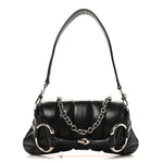 Nappa Vertical Matelasse Small Maxi Horsebit Chain Shoulder Bag Black