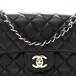 Lambskin Quilted Mini Rectangular Flap Black