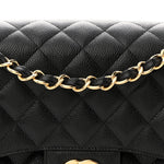 Caviar Quilted Jumbo Double Flap Black