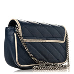 Vintage Effect Calfskin Matelasse Diagonal Super Mini Torchon GG Marmont Shoulder Bag Blue Agata Mystic White