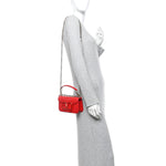 Calfskin Enamel Vlogo Small Loco Shoulder Bag Rouge Pur