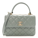 Lambskin Quilted Small Trendy CC Flap Dual Handle Bag Grey
