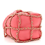 Lambskin Bucket Chain Drawstring Bag Pink