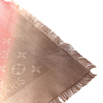 Silk Wool Monogram Tie Dye Shawl Rose