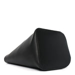 Smooth Calfski Large Woven Pebble Bucket Bag Black