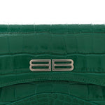 Shiny Super Supple Calfskin Crocodile Embossed Small XX Flap Stretch Bag Jade