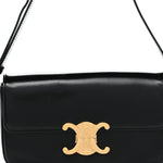 Shiny Calfskin Triomphe Shoulder Bag Black