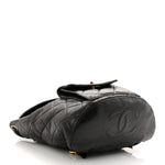 Lambskin Quilted Drawstring Backpack Black